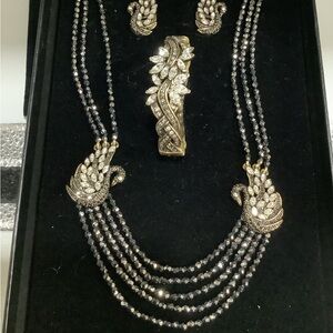 Heidi Daus three piece swan set clip earrings size 6 bracelet